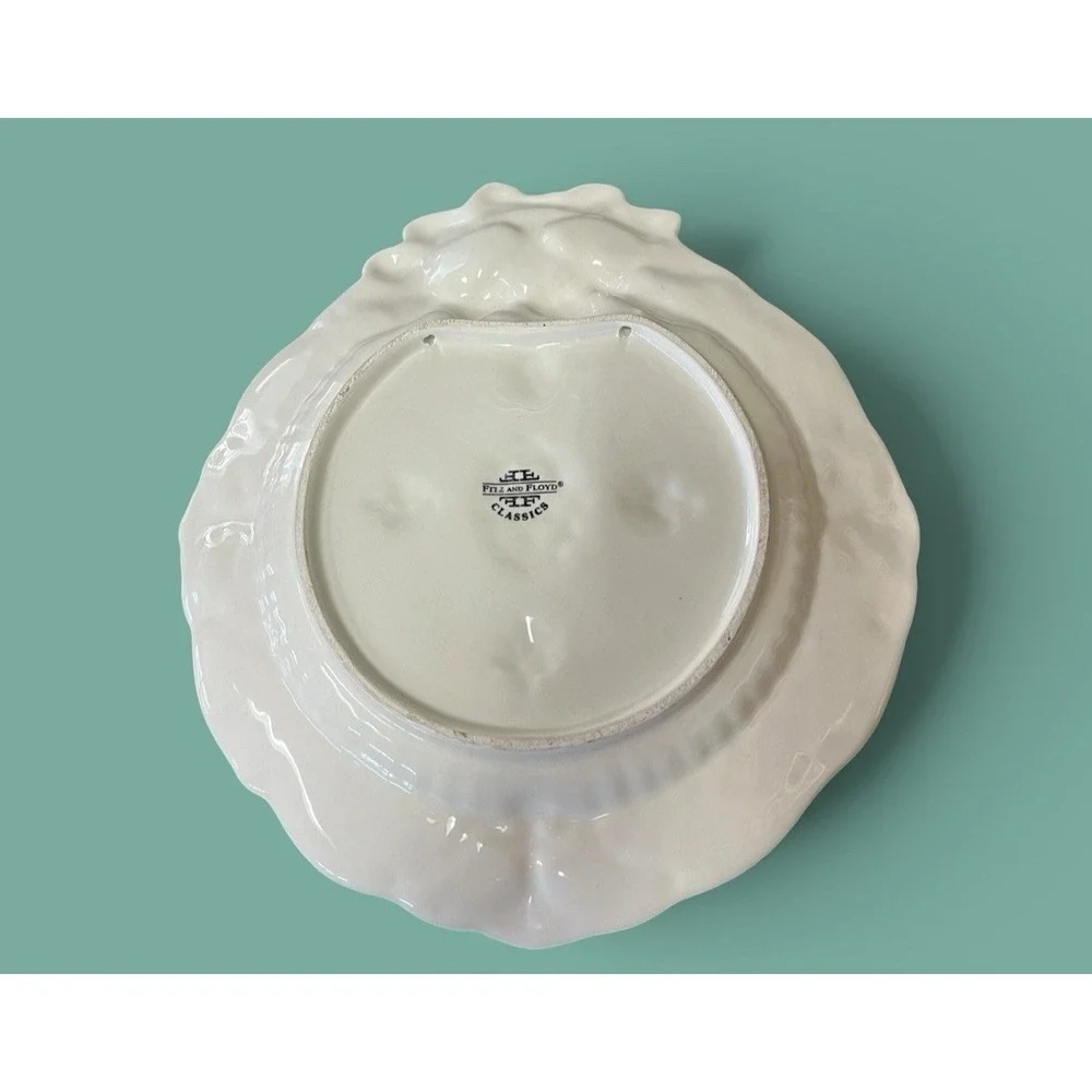 Fitz & Floyd Classics Florentine Canape Snack Plate Christmas Holly Bow Pinecone
